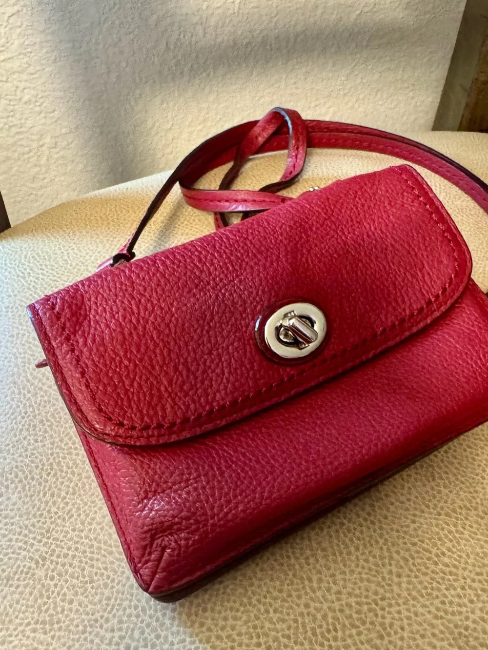 COACH Pebbled Leather Wallet Crossbody Bag with Turn-Lock